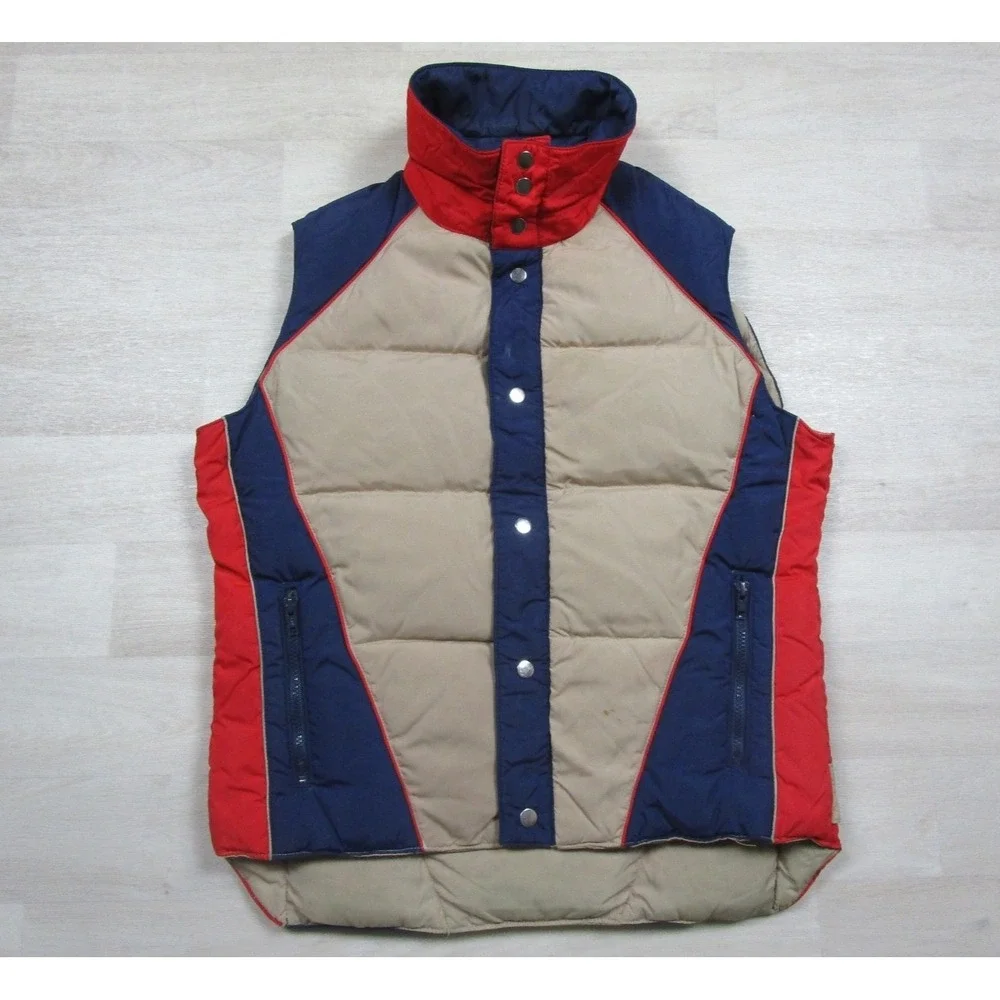 Vintage‎ 70s Skitique Down Puffer Vest Mens (M/L) Colorblock Retro Outdoor Ski